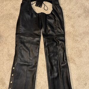 Element Black Leather Motorcycle Chaps